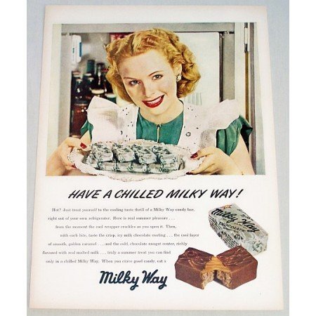 1948 Milky Way Candy Bar Color Art Print Ad - Have A Chilled Milky Way!