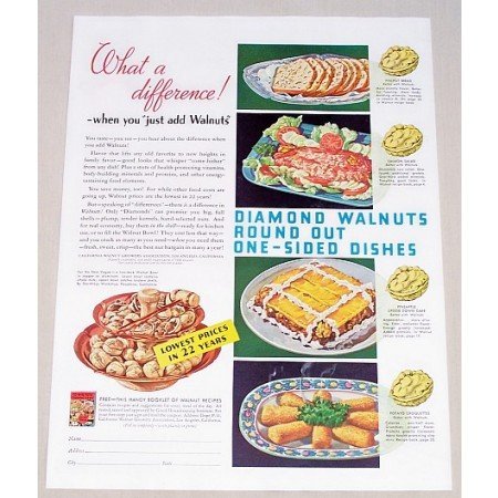 1938 Diamond Walnuts Color Print Ad - What A Difference!