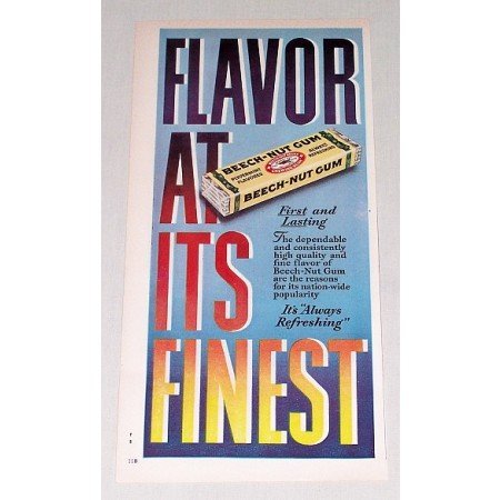 1949 Beech Nut Chewing Gum Color Print Ad - At Its Finest