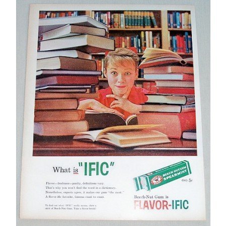 1958 Beech Nut Spearmint Chewing Gum Color Print Ad - Flavor IFIC