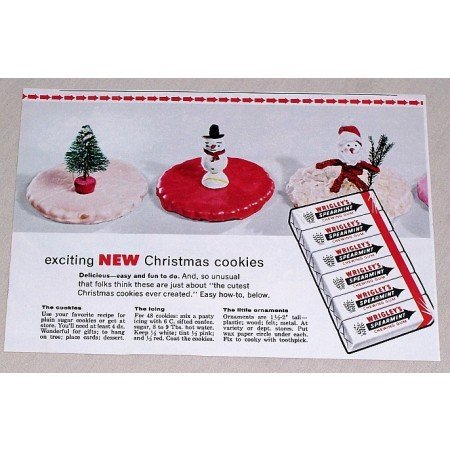 1961 Wrigley's Spearmint Chewing Gum Christmas Color Print Ad