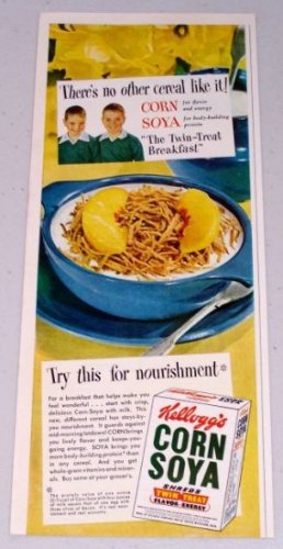 1949 Kellogg's Corn Soya Shreds Cereal Color Food Print Ad