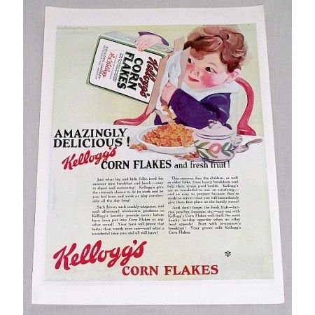 1923 Kellogg's Corn Flakes Marsh Art Color Print Ad