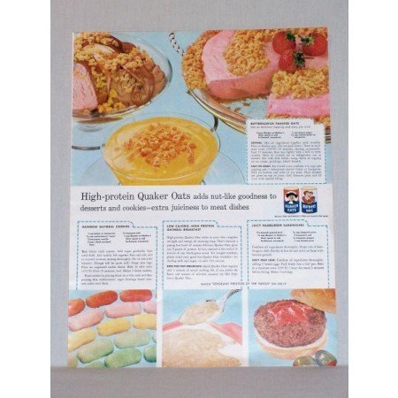 1957 Quaker Mother's Oats Color Print Ad - Desserts Cookies