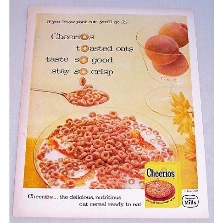 1957 Cheerios Toasted Oats Cereal Color Print Ad - Know Your Oats