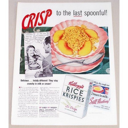 1939 Kellogg's Rice Krispies Color Print Ad - Last Spoonful