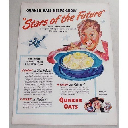 1948 Quaker Oats Color Art Print Ad - Stars Of The Future