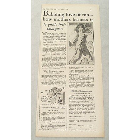 1929 Cream Of Wheat Print Ad - Bubbling Love Of Fun