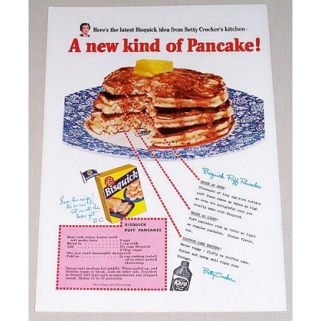 1953 Bisquick Puff Pancake Mix Color Print Ad