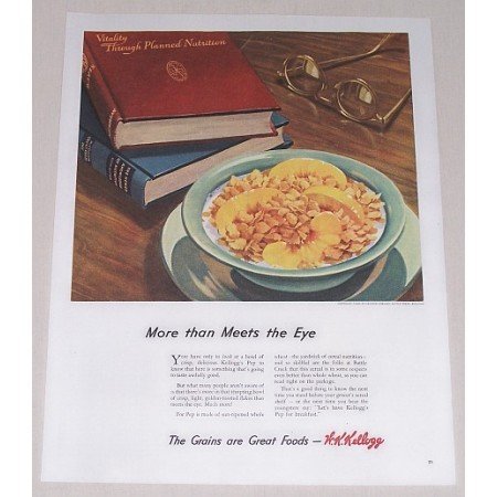 1944 Kellogg's Cereal Color Print Ad - More Than Meets The Eye