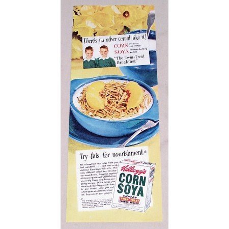1949 Kellogg's Corn Soya Shreds Cereal Color Print Ad