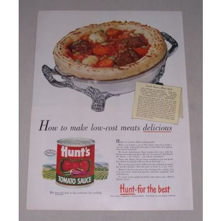 1949 Hunt's Tomato Sauce Lamb Stew Recipe Color Print Ad
