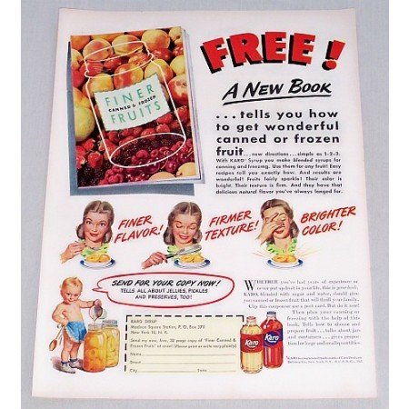1947 Karo Syrup Karo Kid Art Color Print Ad