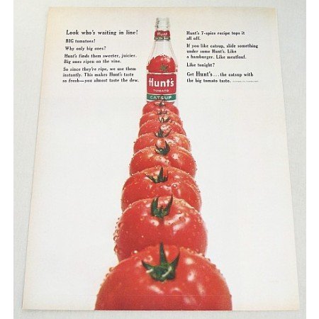1964 Hunt's Tomato Catsup Color Print Ad - Waiting In Line!