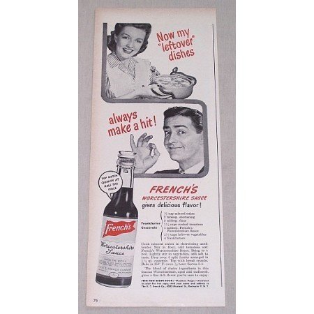 1946 French's Worcestshire Sauce Print Ad - Always Make A Hit