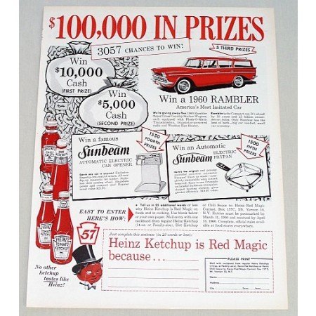 1960 Heinz Ketchup Rambler Station Wagon Contest Color Print Ad