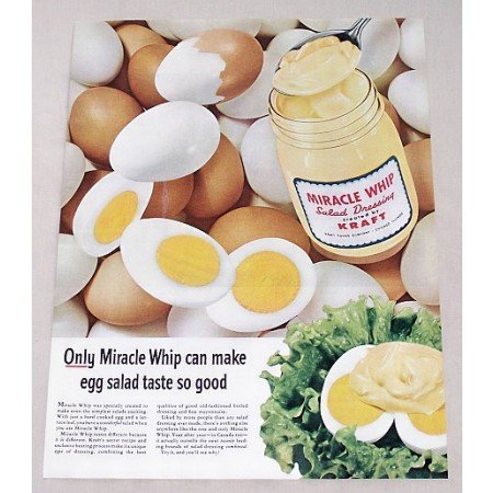 1956 Miracle Whip Salad Dressing Egg Salad Color Print Ad