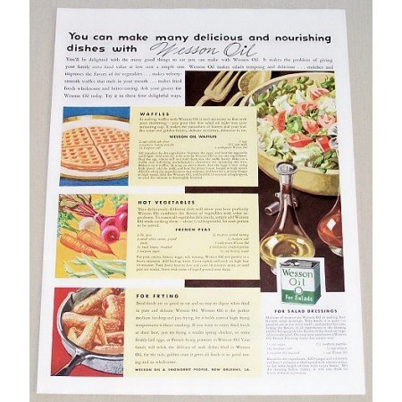 1938 Wesson Oil for Salads Color Print Ad