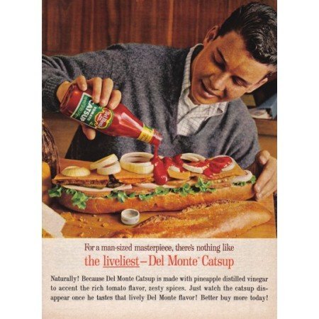 1961 Del Monte Tomato Catsup Color Print Ad - Sub Sandwich