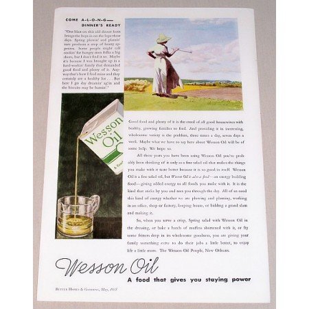 1935 Wesson Oil Color Print Ad - Come Along Dinners Ready