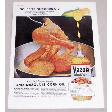 1960 Mazola Pure Corn Oil Fried Chicken Color Print Ad
