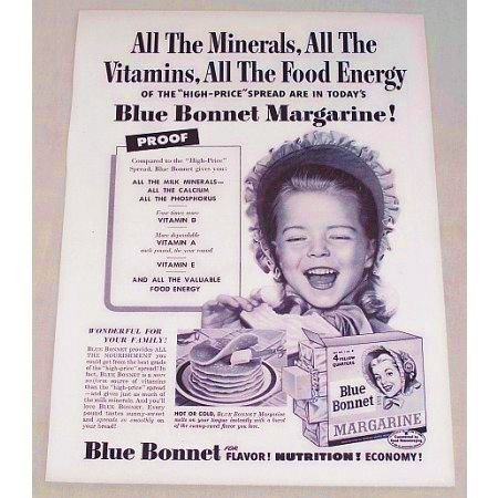 1955 Blue Bonnet Margarine Print Ad - All The Minerals