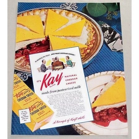 1949 Kay Natural Chedder Cheese Color Print Ad