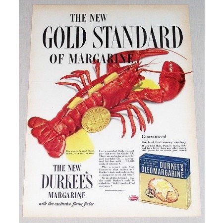1952 Durkee's Oleomargarine Color Lobster Seafood Art Ad