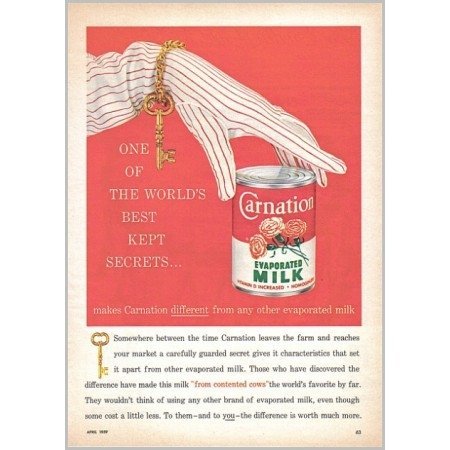 1959 Carnation Evaporated Milk Color Art Print Ad - Best Kept Secrets..