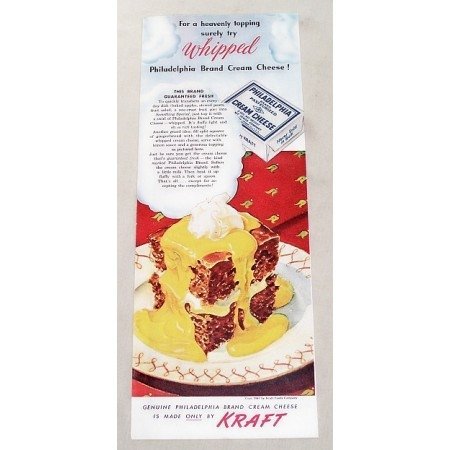 1947 Kraft Philadelphia Cream Cheese Color Print Ad