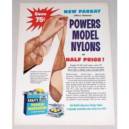 1953 Parkay Margarine Model Nylons Offer Color Print Ad