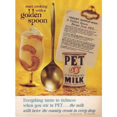 1962 Pet Evaporated Milk Color Print Ad - Golden Spoon