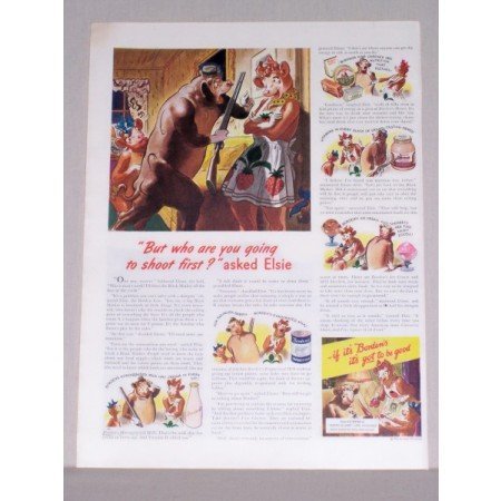 1944 Borden's Milk Elsie The Cow Art Color Print Ad