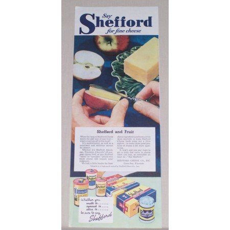 1945 Shefford Fine Cheese Color Print Ad - Cheese And Apples