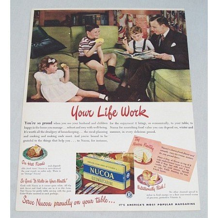 1947 Nucoa Oleomargarine Color Print Ad - Who Counts Most?