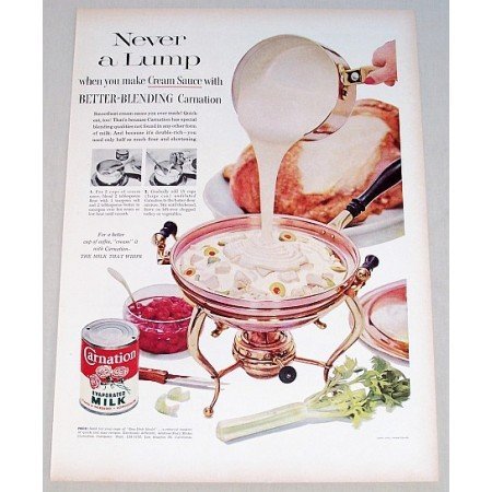 1955 Carnation Evaporated Milk Color Print Ad - Never A Lump