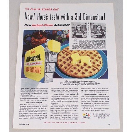 1954 Allsweet Margarine Color Print Ad - Flavor Stands Out