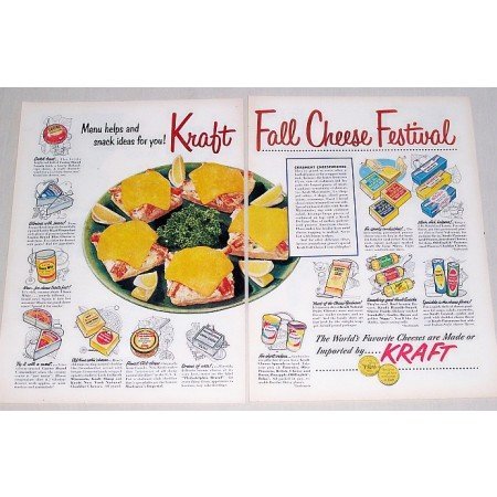 1953 Kraft Fall Cheese Festival 2 Page Color Print Ad