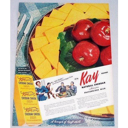 1948 Kay Natural Chedder Cheese Color Print Ad