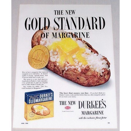 1952 Durkee's Margarine Baked Potato Color Print Ad - Gold Standard
