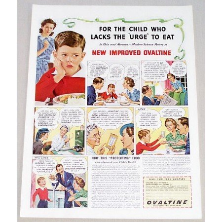 1942 Ovaltine Food Drink Color Print Ad - For The Child