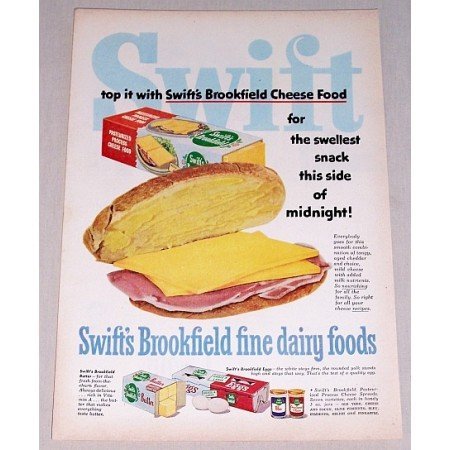 1952 Swift's Brookfield Processed Cheese Food Color Print Ad