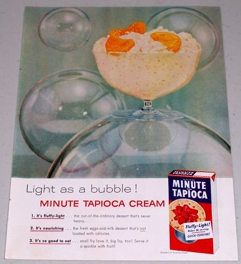 1955 Minute Tapioca Cream Color Food Print Ad