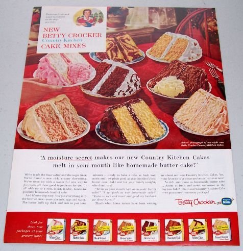 1960 Betty Crocker Country Kitchen Cake Mixes Color Print Ad