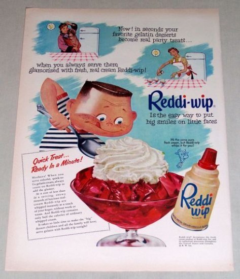 1953 Reddi Wip Dessert Topping Color Art Print Ad