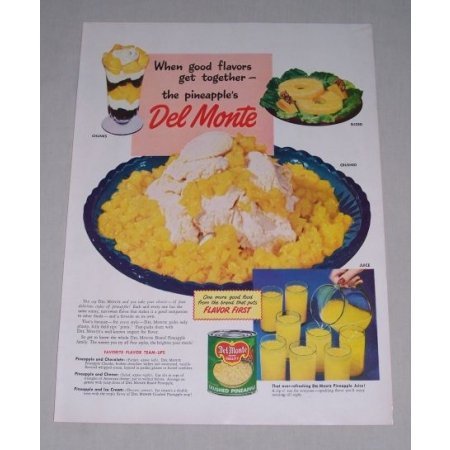 1949 Del Monte Crushed Pineapple Color Print Ad