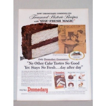 1957 Dromedary White Cake Mix President Monroe Law Office Color Print Ad