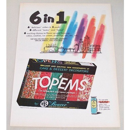 1959 Beaver Top'Ems Cake Dessert Decorators Color Art Print Ad