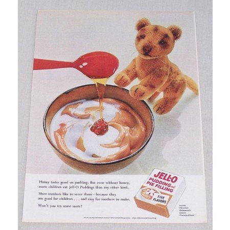 1954 Jello Pudding and Pie Filling Stuffed Tiger Color Print Ad