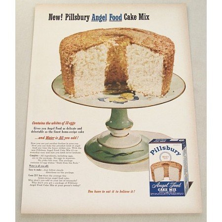 1952 Pillsbury Angel Food Cake Mix Color Print Ad
